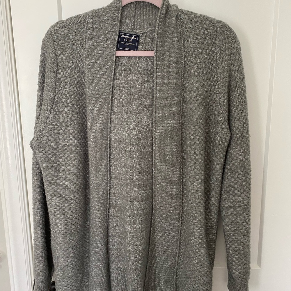 Gray cardigan sweater